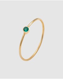 Elli Jewelry - Ring Solitaire Stack Filigree with Crystals Green in 925 Sterling Silver Gold Plated