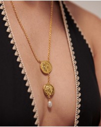 Ottoman Hands - Odella Gold and Pearl Pendant Necklace