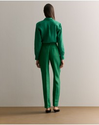 Trenery - Linen Twill Tapered Leg Trouser in Evergreen