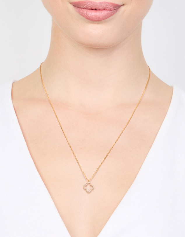 Lovisa - Gold Plated Sterling Silver Cubic Zirconia Flower Pendant Necklace