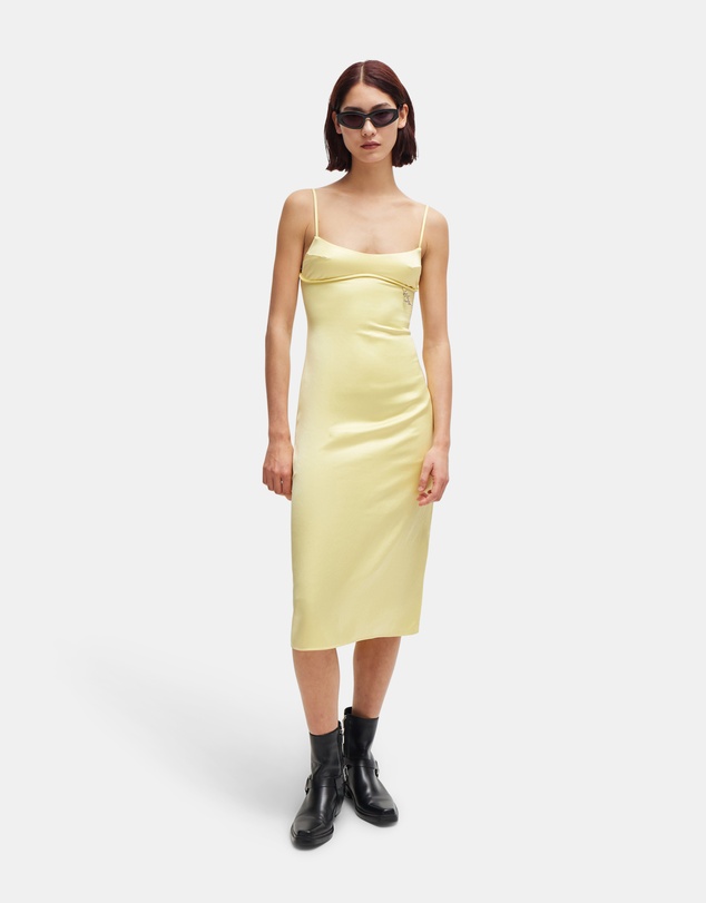 HUGO - Slim-fit Dress In Satin With Logo Trim