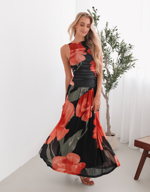 Esther & Co - Balayage Dress - Black Floral