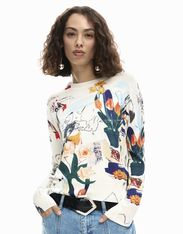 Desigual - Lightweight sweater with plants