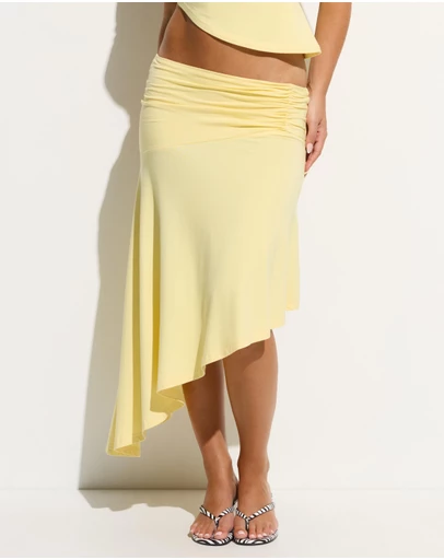 Dazie - Meant To Be Asymmetric Jersey Midi Skirt