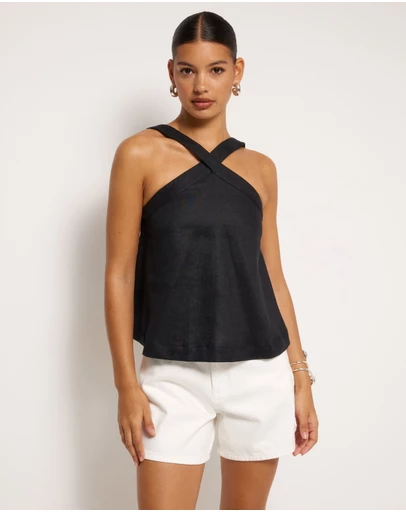AERE - Elodie Linen Cross Front Top
