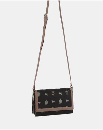 Pierre Cardin - Pierre Cardin Canvas Print/Leather Trim Flap Cross-Body Bag
