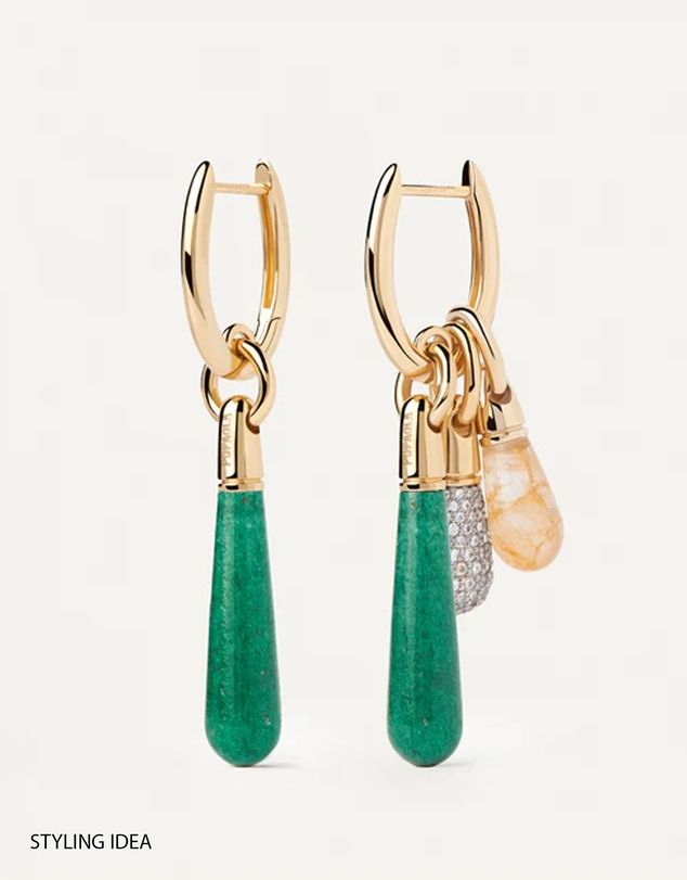 PDPAOLA - Green Aventurine Large Jupiter Hoop Earrings
