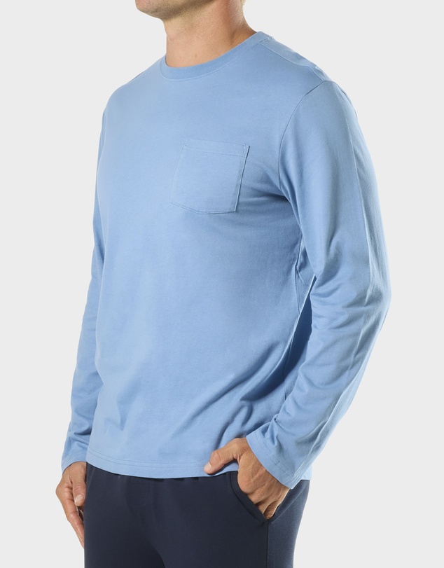 Mitch Dowd - Mens Relaxed Long Sleeve Crew Tee - Blue