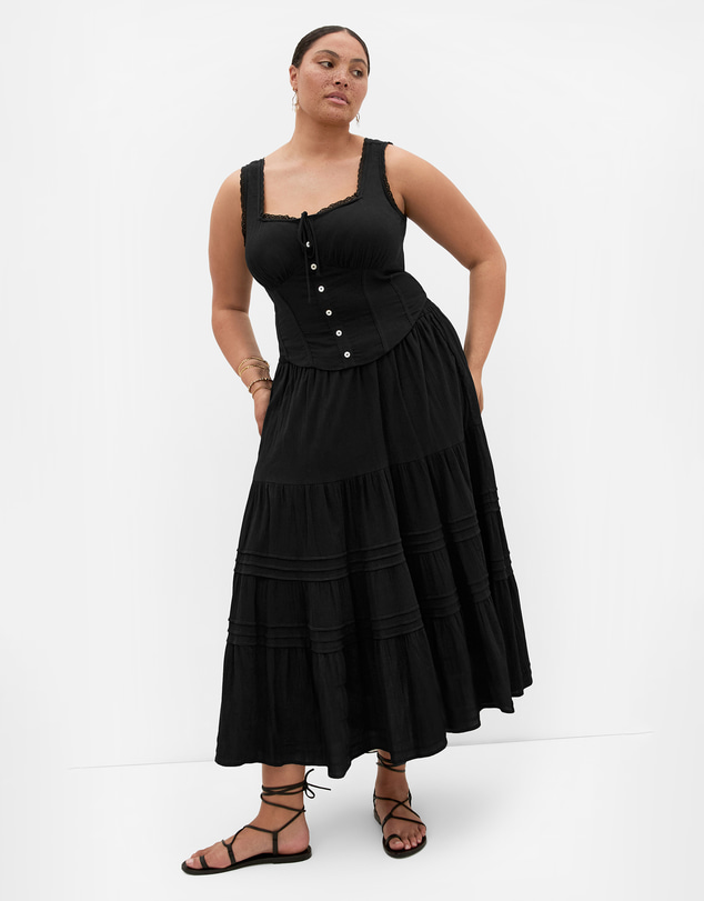City Chic - Plus size Meghan Cotton Maxi Skirt - black
