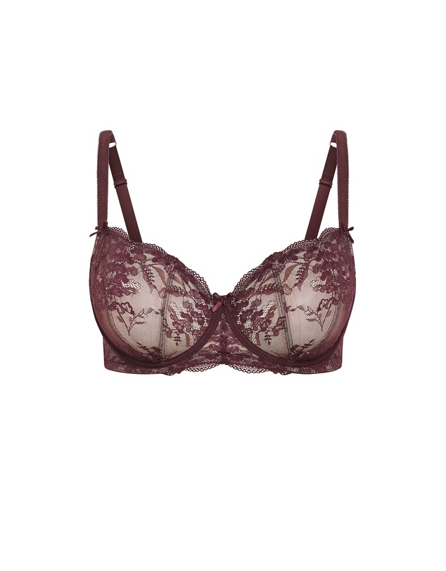 City Chic - Plus size Helena Demi Bra - bordeaux