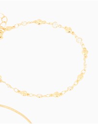 Lovisa - Gold Cubic Zirconia Heart & Snake Chain Bracelets 2-Pack