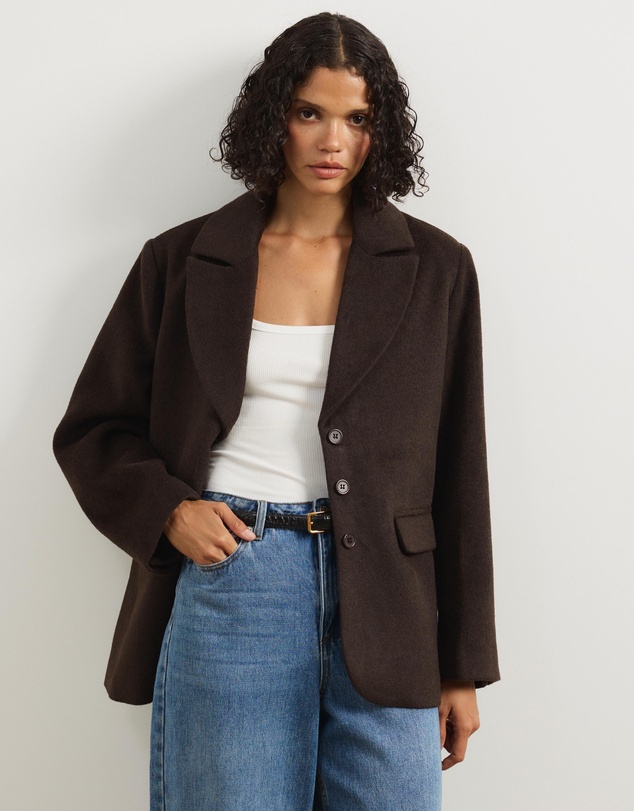 Atmos&Here - Ethel Wool Blend Oversized Blazer