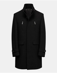 Henry Bucks - HENRY SARTORIAL Wool Overcoat BLACK