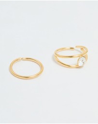 Lovisa - Gold Plated Surgical Steel Cubic Zirconia Layered & Smooth Nose Rings 2-Pack
