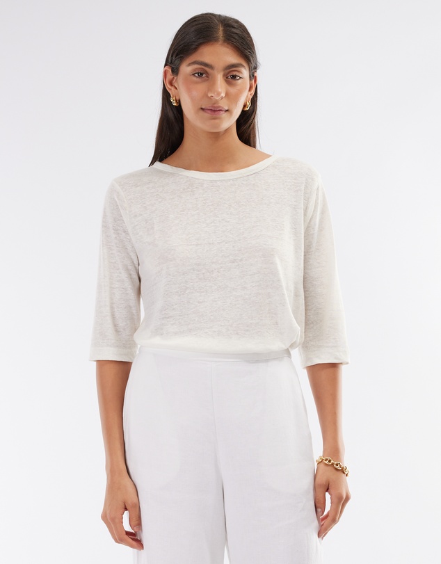 Amelius - Bronte Linen Three Quarter Jersey Top