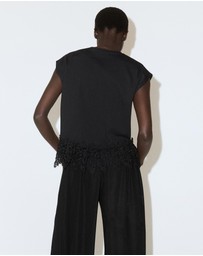 M.N.G - Cotton T-Shirt with Broderie Anglaise Embroidery