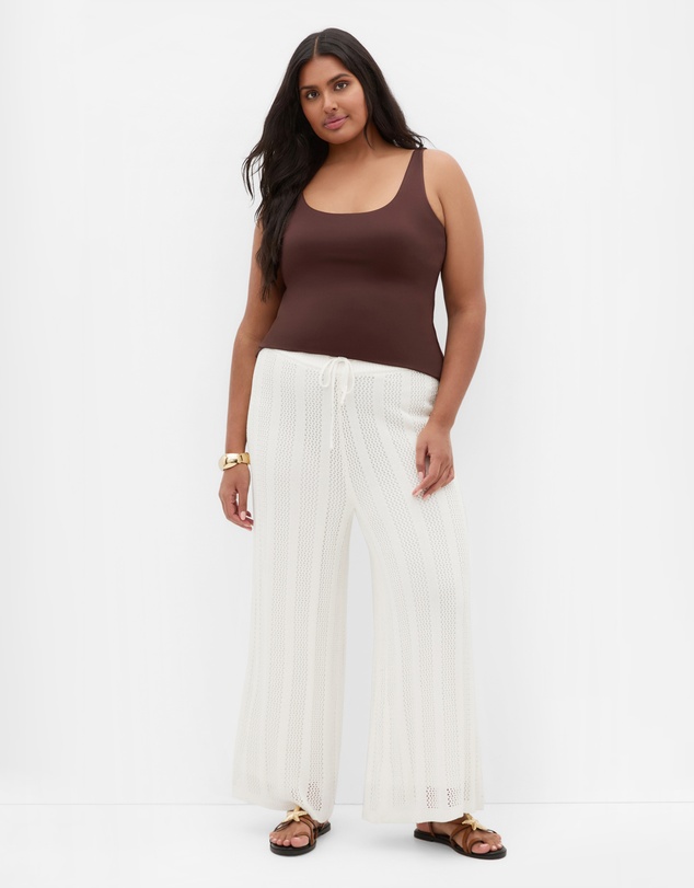 City Chic - Plus size Crochet Wide Leg Pant - creme