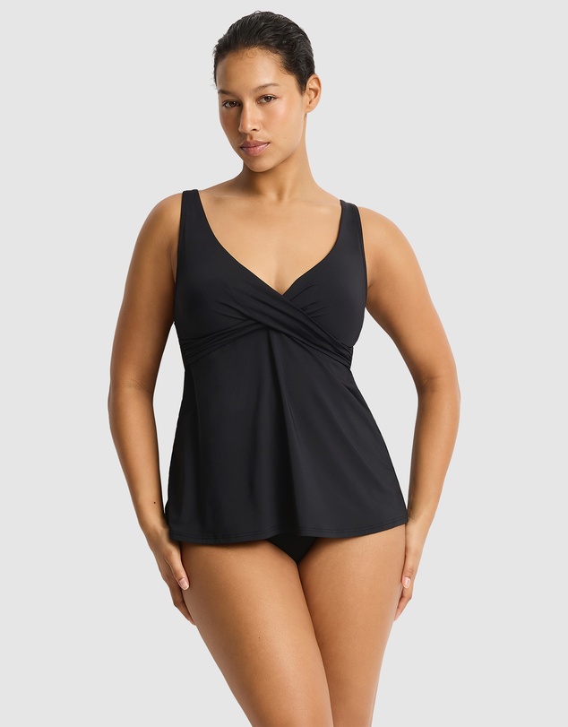 Sea Level Australia - Essentials Cross Front Swing Singlet Top Black
