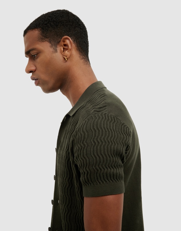 Politix - Wave Knit Button Down Short Sleeve Shirt