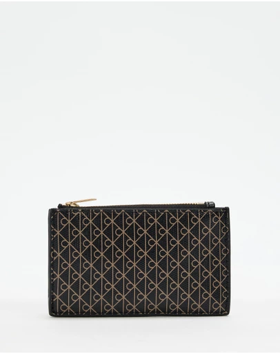 Calvin Klein - Emblem Allover Print Top Zip Cardcase