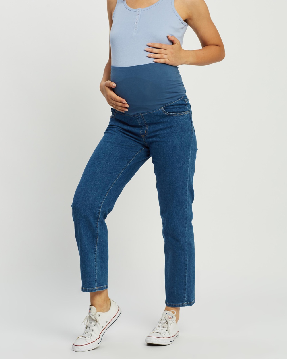 Cotton On Maternity Maternity Straight Stretch Jeans - High-Waisted (Coogee Blue)