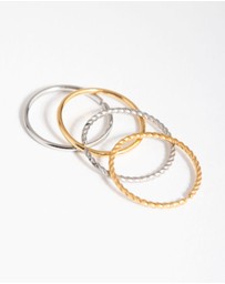 Lovisa - Mixed Metal Surgical Steel Plain & Twist Nose Ring 4-Pack