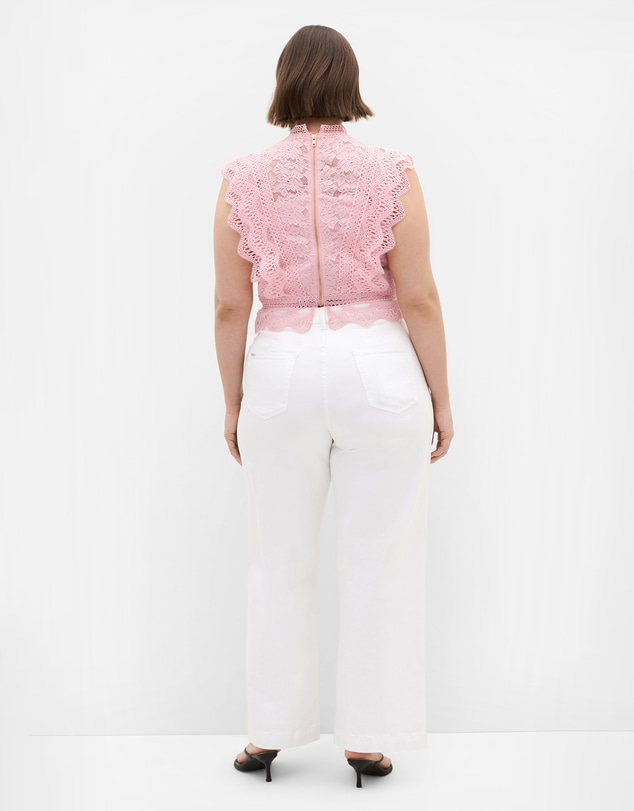City Chic - Plus size Lucielle Sleeveless Lace Top - heavenly pink