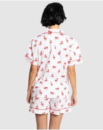 Sant And Abel - Women's Reindeer Red Short PJ Set