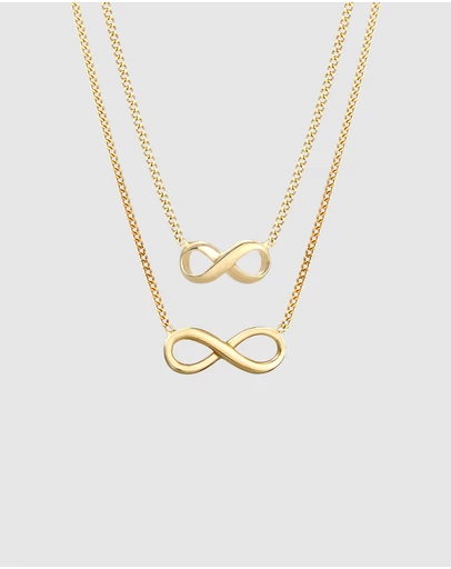 Elli Jewelry - Infinity Mother and Daughter Necklace Set in Gold-Plated 925 Silver
