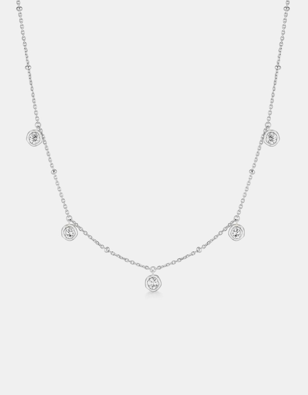 Ania Haie - Ania Haie Silver Molten Bezel-Set Droplet Station Necklace
