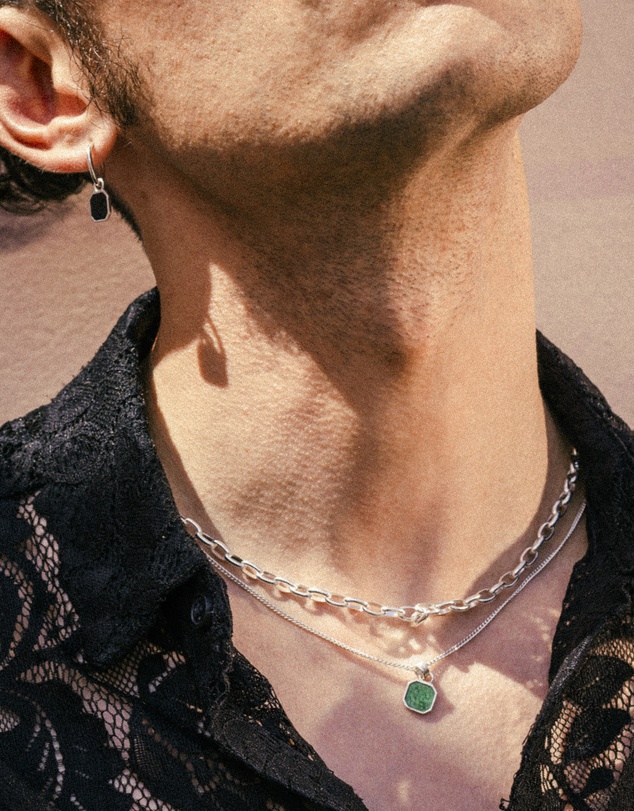 Kuzzoi - ICONIC EXCLUSIVE - Enamel Octagon Pendant Necklace in 925 Silver