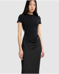 ROTATE - Capsleeve Draped Maxi Dress