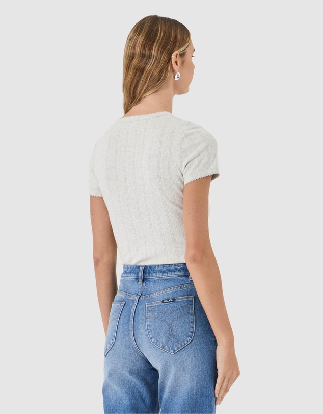 Rolla's - Pointelle Classic Tee - Grey Marle