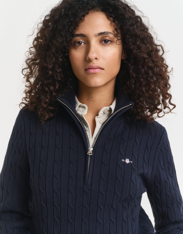 Gant - Stretch Cotton Cable Half Zip Sweater