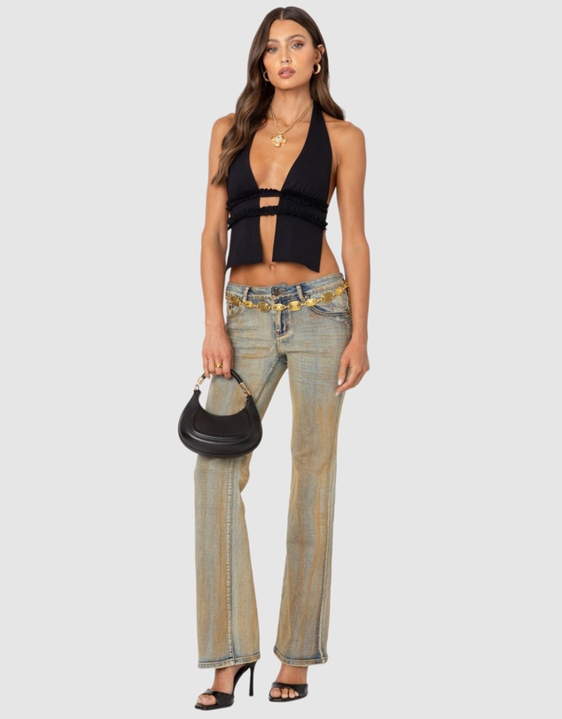 EDIKTED - Luma Split Front Backless Halter Top