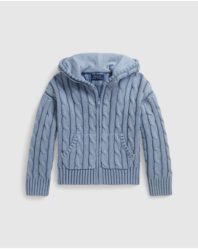 Polo Ralph Lauren - Cable-Knit Cotton Full-Zip Hoodie - Babies-Kids