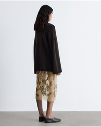 & Other Stories - Embroidered Mesh Midi Skirt
