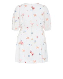 City Chic - Plus size Briella Petal Print Mini Dress - ivory
