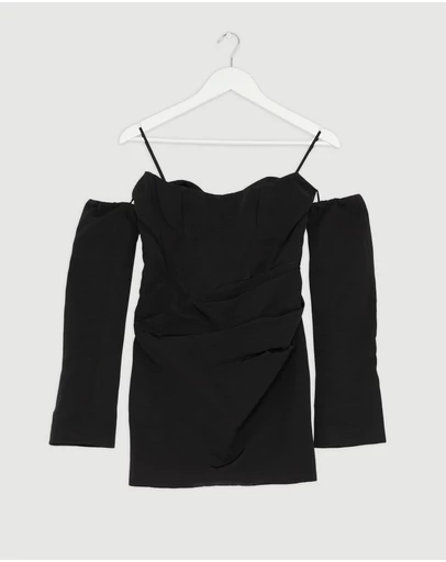 Revibe - Repaired Shona Joy Oakley Strapless Draped Mini Dress - AU 6