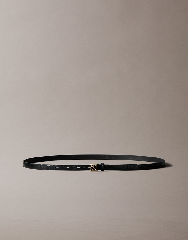 Calvin Klein - Leather Croc Emblem Buckle Belt