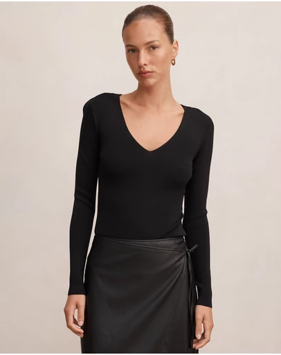 Forever New - Emi Knitted Plunge Neck Bodysuit