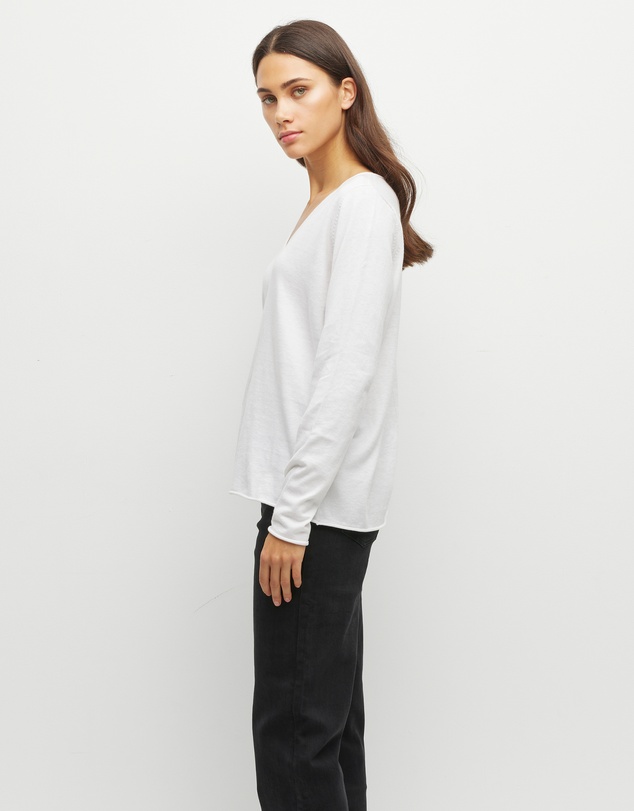 JH Lounge - JHL V-Neck L/S T (Fine Cotton Cashmere) White