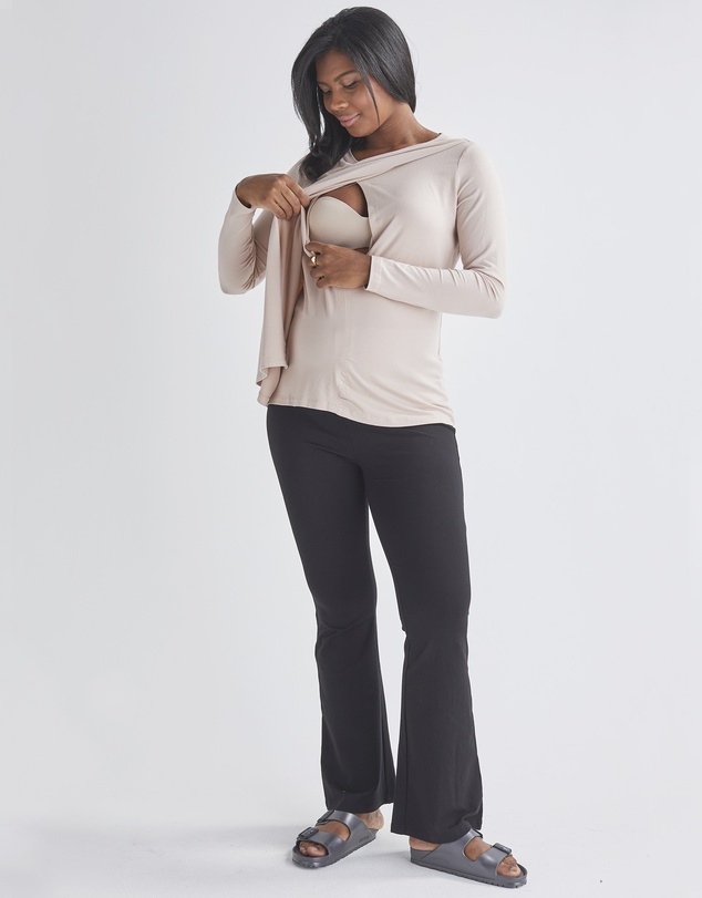 Angel Maternity - Monique Long Sleeve  Nursing Petal Top -Blush Pink