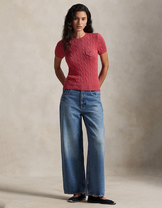 Polo Ralph Lauren - Cable-Knit Cotton Short-Sleeve Sweater - The ICONIC Exclusive