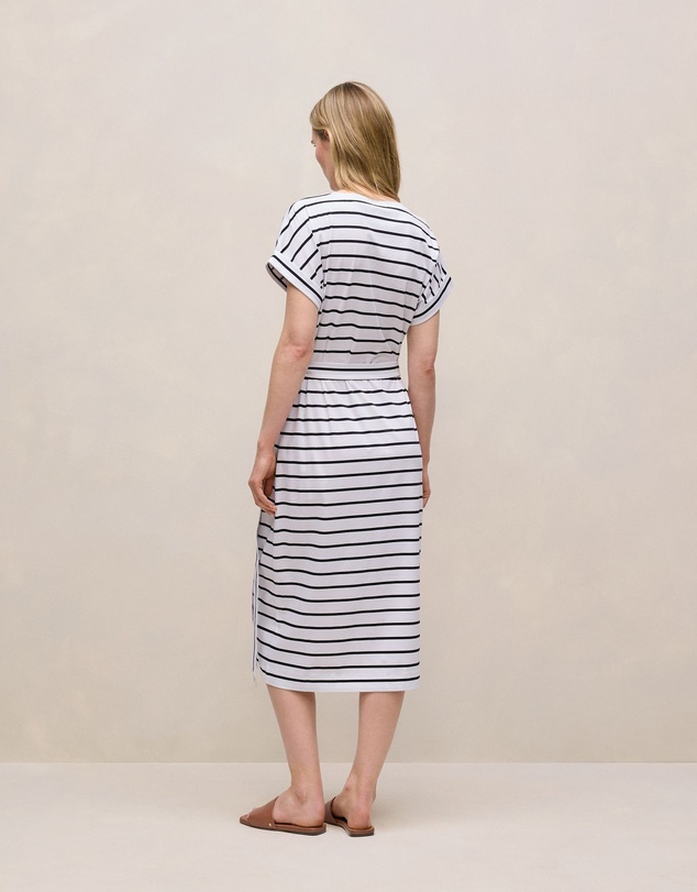 Trenery - Cotton Stripe Wrap Detail T-shirt Dress in Night Sky