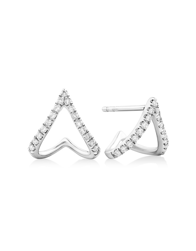 Michael Hill - Chevron Stud Earrings with 0.17 Carat TW of Diamonds in Sterling Silver