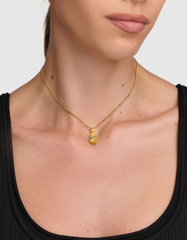 Nialaya Jewellery - Women’s Hand Pendant with a Small Turquoise Gemstone