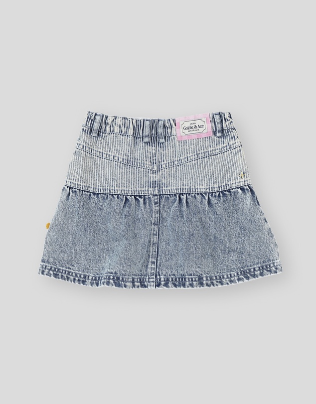 Goldie + Ace - Pinstripe Peplum Denim Skirt - Babies-Kids