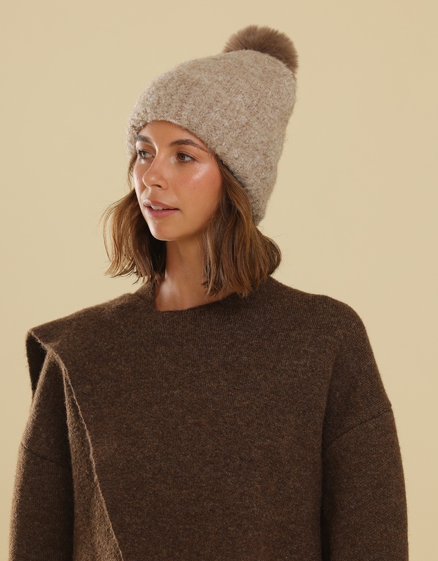 Morgan & Taylor - Elsie Boucle Beanie in Beige