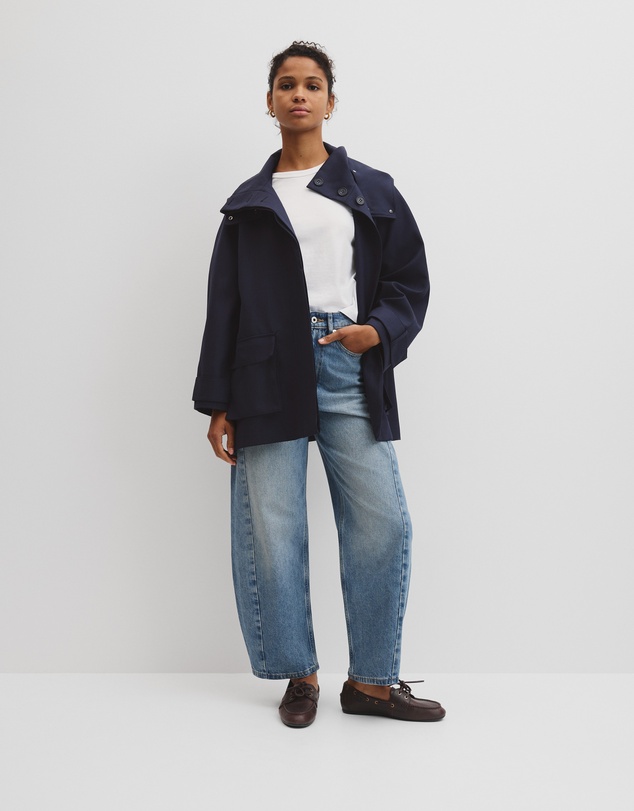Country Road - Wool Blend Tailored Funnel Coat